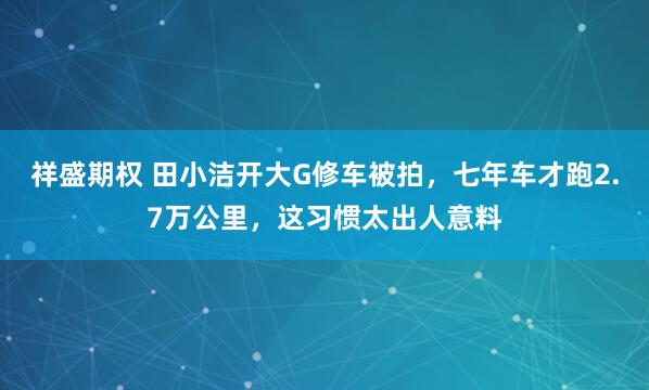 祥盛期权 田小洁开大G修车被拍，七年车才跑2.7万公里，这习惯太出人意料