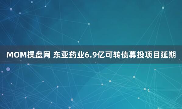MOM操盘网 东亚药业6.9亿可转债募投项目延期