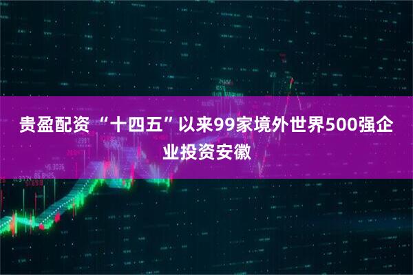 贵盈配资 “十四五”以来99家境外世界500强企业投资安徽