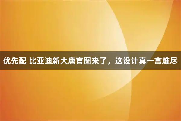 优先配 比亚迪新大唐官图来了，这设计真一言难尽